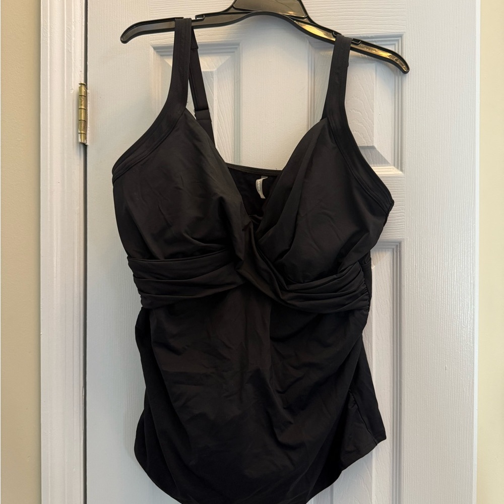 Lands' End Black Swimwear Tankini Top - 16DDD - NWOT
